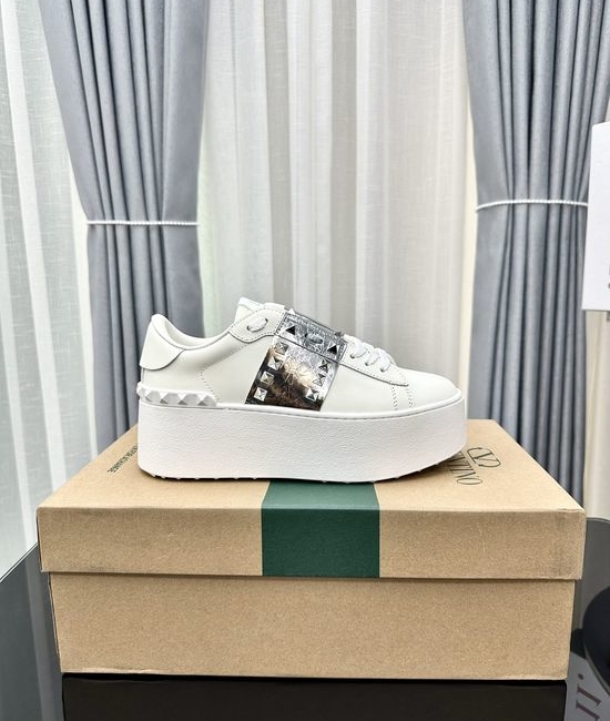 Valentino Studded Platform Elevated Leather Casual Walking Sneakers