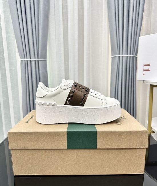 Valentino Studded Platform Elevated Leather Casual Walking Sneakers