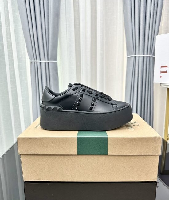 Valentino Studded Platform Elevated Leather Casual Walking Sneakers