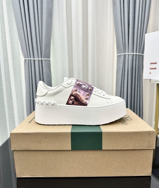 Valentino Studded Platform Elevated Leather Casual Walking Sneakers