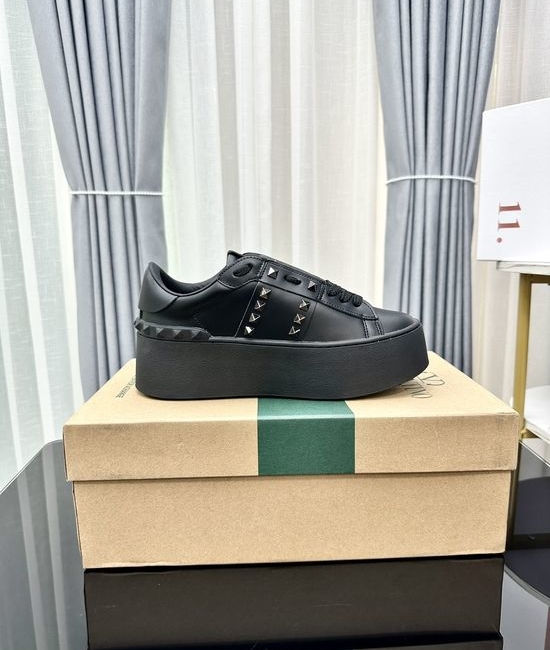 Valentino Studded Platform Elevated Leather Casual Walking Sneakers