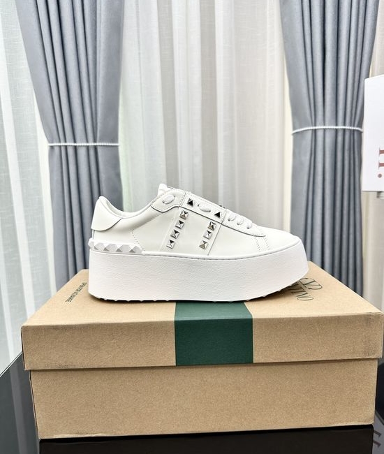 Valentino Studded Platform Elevated Leather Casual Walking Sneakers