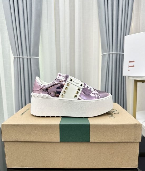 Valentino Studded Platform Elevated Leather Casual Walking Sneakers