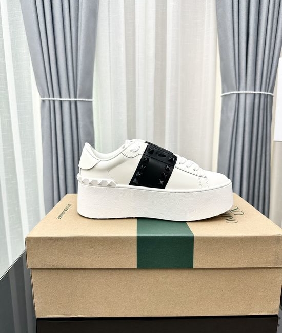 Valentino Studded Platform Elevated Leather Casual Walking Sneakers