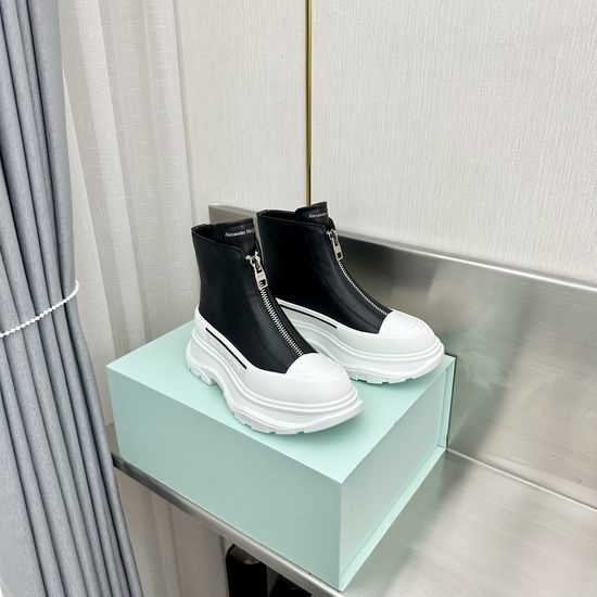 McQueen Premium Hollow Leather Short Boots for Casual Wear