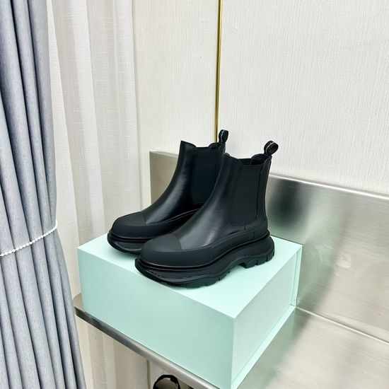 McQueen Premium Hollow Leather Short Boots for Casual Wear