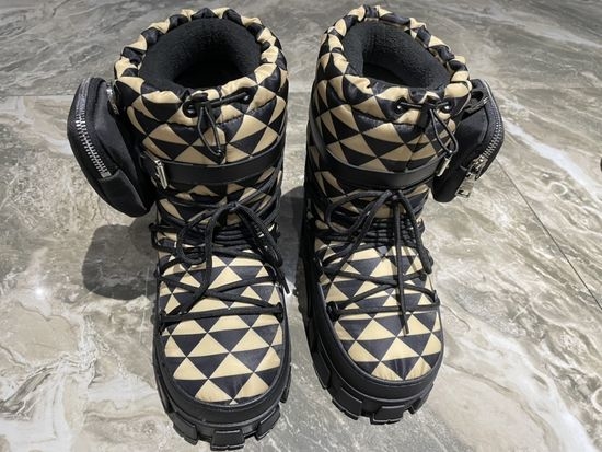 Prada Waterproof Warm Short Winter Snow Boots with Laces