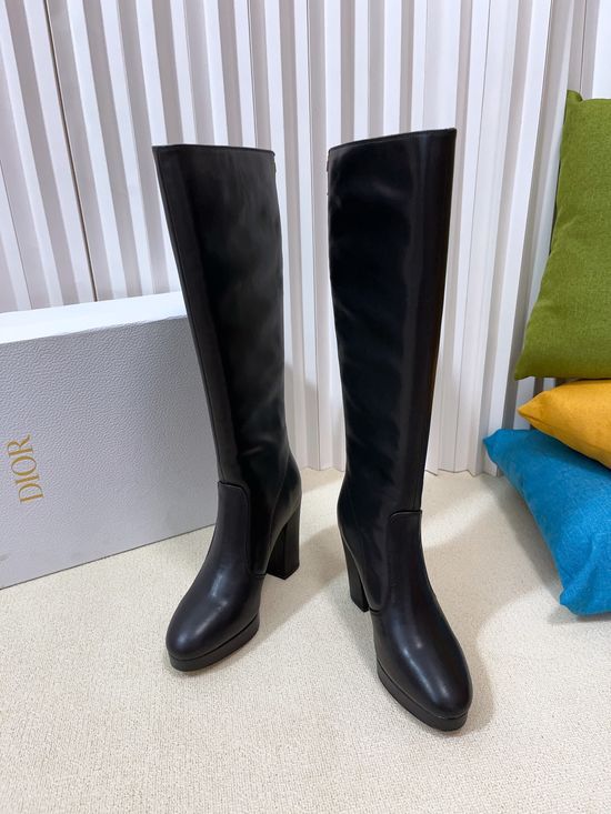 Christian Dior Classic Round-Toe Zip-Up Boots with CD Logo Buckle