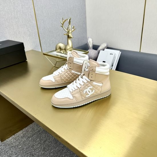 Chanel Diamond Buckle High Top Casual Shoes with Quilted Detail