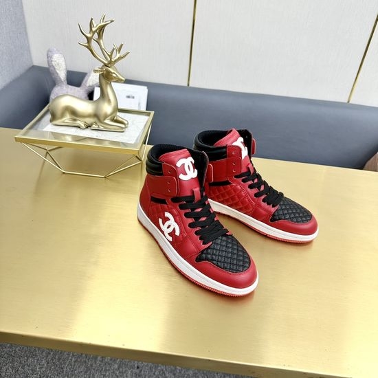 Chanel Diamond Buckle High Top Casual Shoes with Quilted Detail
