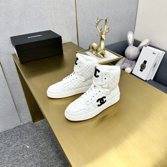 Chanel High Top Leather Casual Boots Decorative Buckle Design