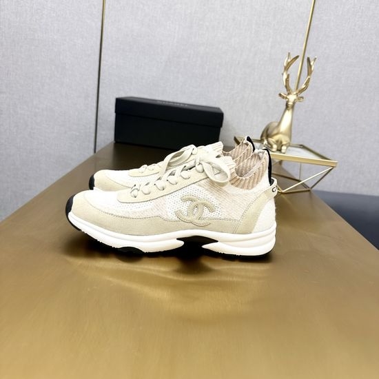 Chanel Classic Black White Knit Casual Sneakers