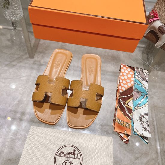 Hermes Calfskin Casual Slides Soft Comfortable Daily Wear Footwear