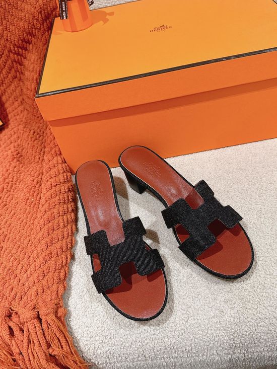 Hermes 5CM Heel Premium Cowhide Sandals Durable Comfy Sole