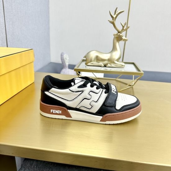 Fendi Classic Retro Stitched Leather Athletic Sneakers with Logo Detail