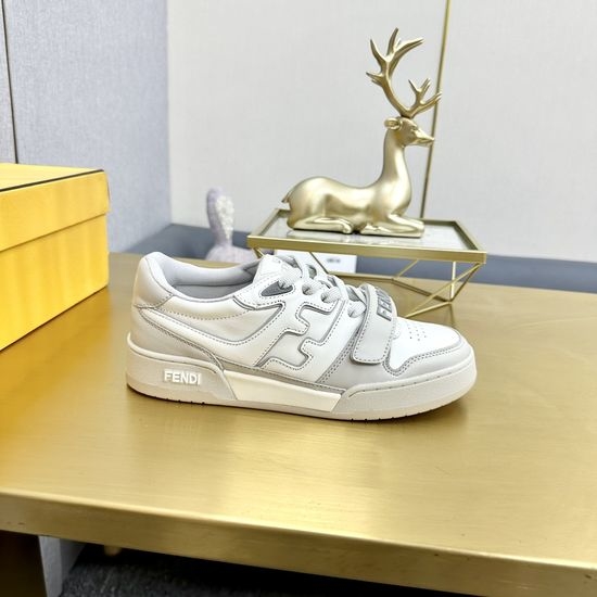 Fendi Classic Retro Stitched Leather Athletic Sneakers with Logo Detail