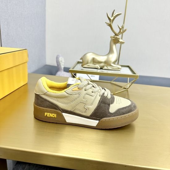 Fendi Classic Retro Leather Sneakers Non-Slip Durable Casual Footwear
