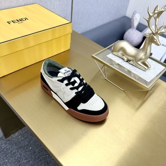 Fendi Classic Retro Leather Sneakers Non-Slip Durable Casual Footwear