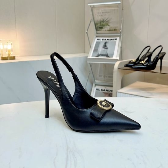 Versace Genuine Leather High Heel Sandals Classic Elegant Shoes