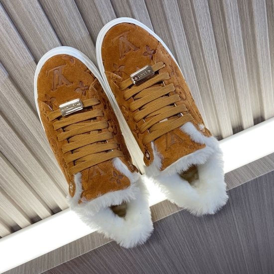 Louis Vuitton LV Printed Cowhide Wool Lined Thick Sole Sneakers