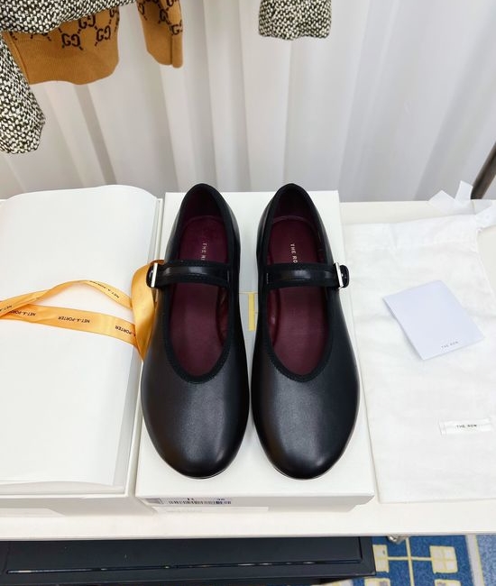 The Row Minimalist Leather Ballet Flats with Soft Soles
