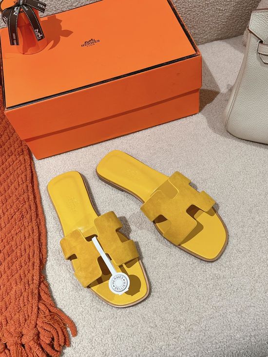 Hermes Suede Slide Sandals Classic Comfortable Casual Footwear