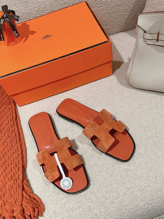 Hermes Suede Slide Sandals Classic Comfortable Casual Footwear