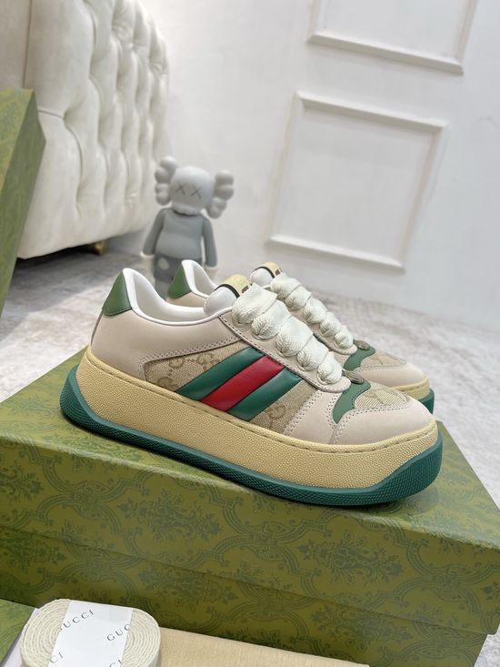 Gucci Vintage Worn Look Platform Sneakers Breathable Comfortable Casual Shoes