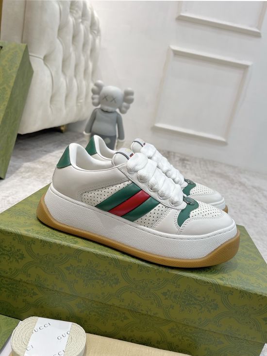 Gucci Vintage Worn Look Platform Sneakers Breathable Comfortable Casual Shoes