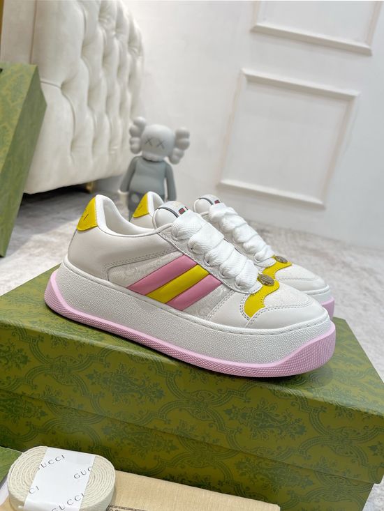 Gucci Vintage Worn Look Platform Sneakers Breathable Comfortable Casual Shoes