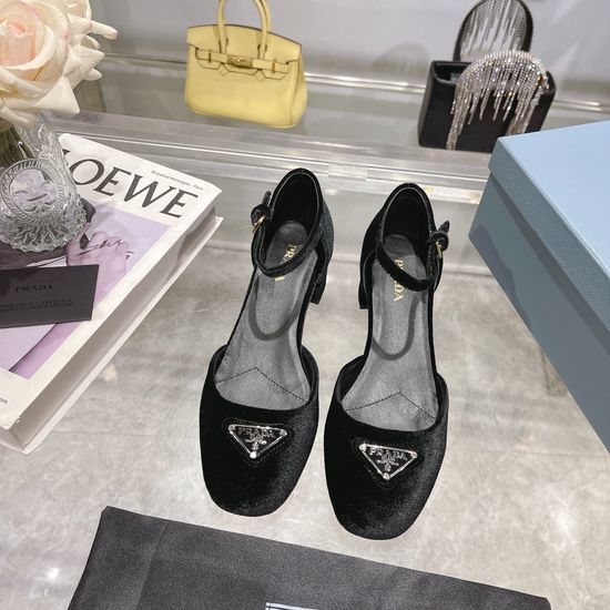Prada Low Heel Patent Leather Mary Jane Sandals
