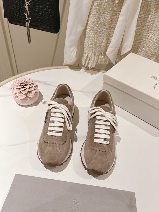 Brunello Cucinelli Classic Suede Sneakers Comfortable Lightweight Casual Footwear
