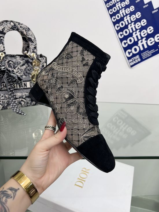 Christian Dior Stiletto Heel Boots with Embroidered Logo Detail
