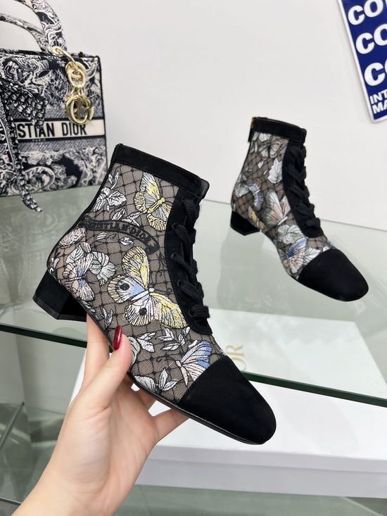 Christian Dior Stiletto Heel Boots with Embroidered Logo Detail
