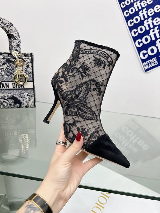 Christian Dior Extra High Heel Boots with Custom Floral Design