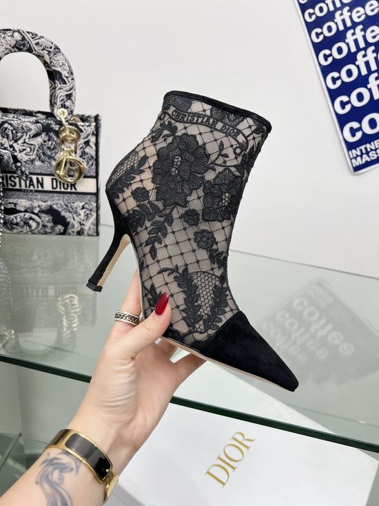 Christian Dior Extra High Heel Boots with Custom Floral Design