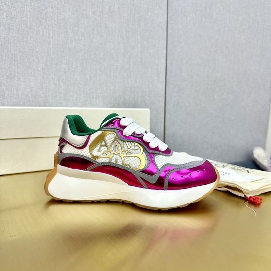 McQueen Comfortable Mesh Patent Leather Casual Running Shoes