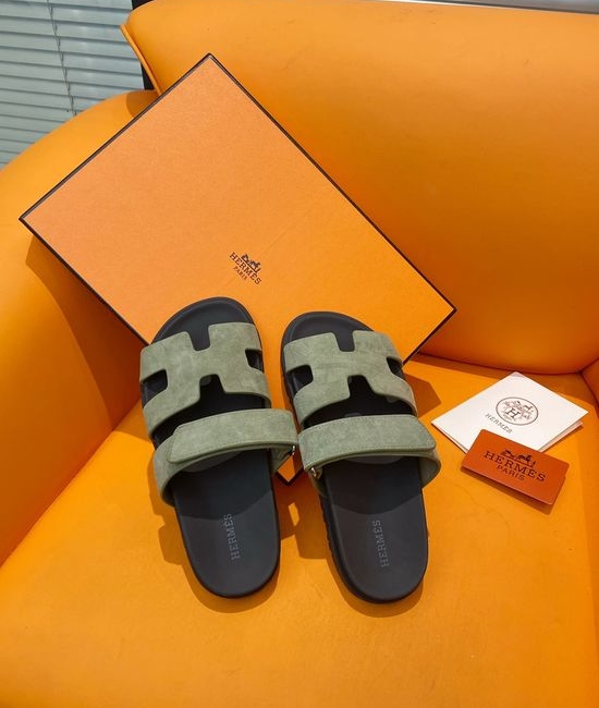 Hermes Velcro Flat Casual Sandals Soft Sole Comfortable Slides