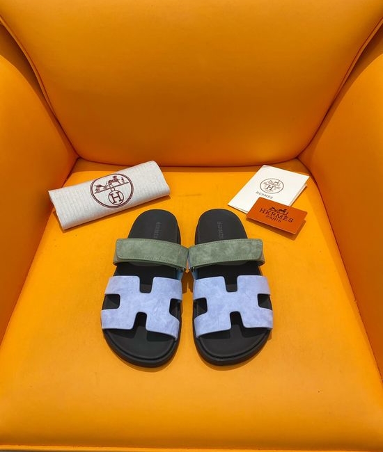 Hermes Velcro Flat Casual Sandals Soft Sole Comfortable Slides