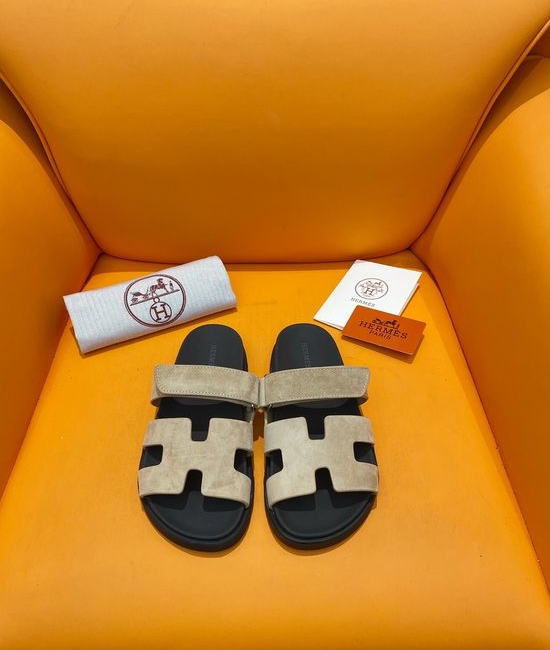 Hermes Velcro Flat Casual Sandals Soft Sole Comfortable Slides
