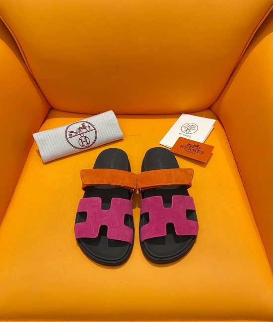 Hermes Velcro Flat Casual Sandals Soft Sole Comfortable Slides
