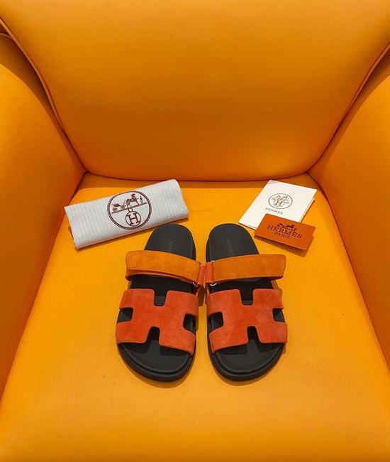 Hermes Velcro Flat Casual Sandals Soft Sole Comfortable Slides