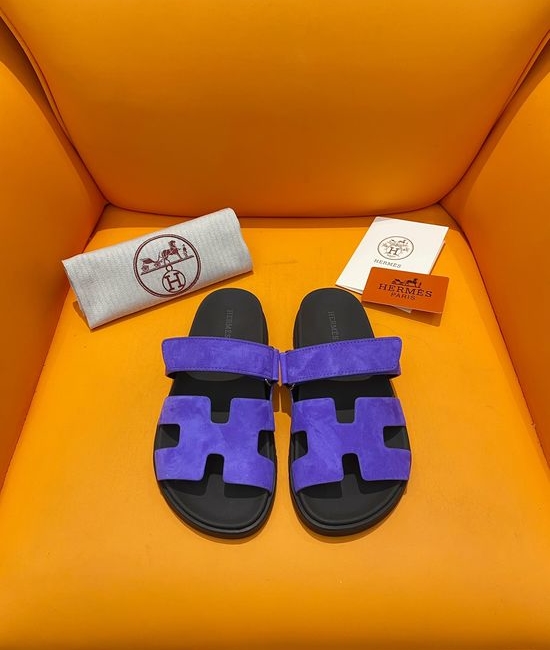 Hermes Velcro Flat Casual Sandals Soft Sole Comfortable Slides