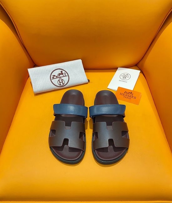 Hermes Velcro Flat Casual Sandals Soft Sole Comfortable Slides