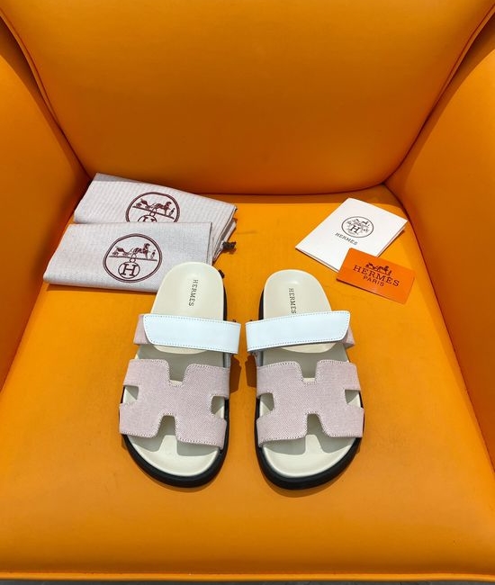 Hermes Velcro Flat Casual Sandals Soft Sole Comfortable Slides