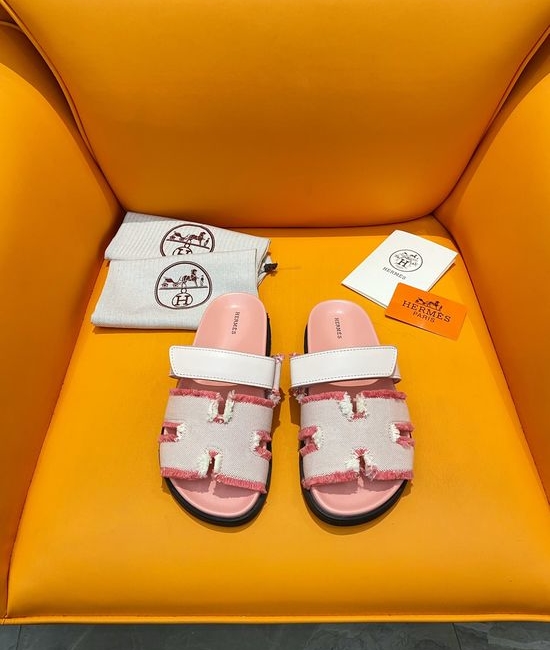 Hermes Velcro Flat Casual Sandals Soft Sole Comfortable Slides