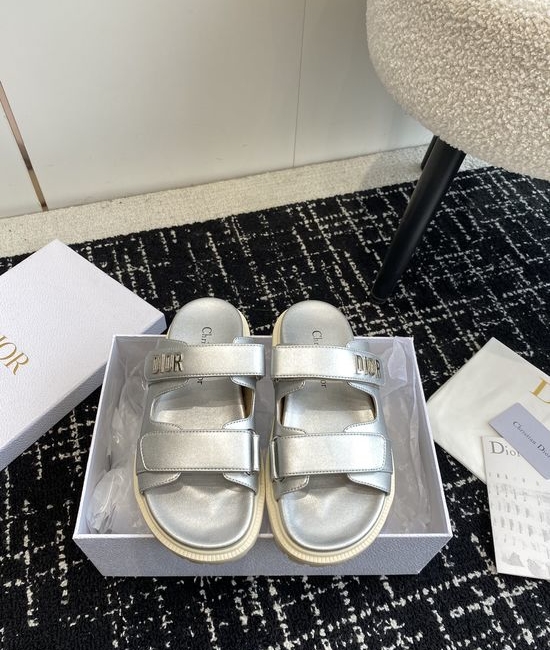 Christian Dior CD Adjustable Fabric Casual Flat Comfortable Slides