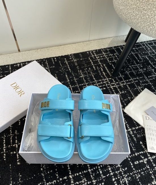 Christian Dior CD Adjustable Fabric Casual Flat Comfortable Slides
