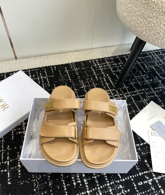Christian Dior CD Adjustable Fabric Casual Flat Comfortable Slides