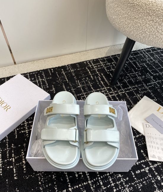 Christian Dior CD Adjustable Fabric Casual Flat Comfortable Slides